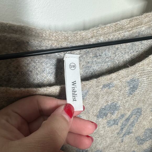 Wishlist Womens Tan Gray Leopard Print Sweater Size S/M - Picture 4 of 9